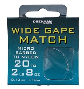 Drennan Wide Gape Match MicroBarbed Spade-End Hooks To Nylon