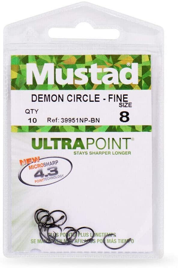 2 Pack Mustad 39943BLN-120 Ultra Point Size 12/0 4X Strong Demon Circle Hook