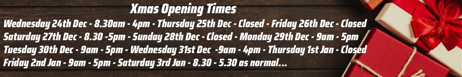 Christmas Opening Times